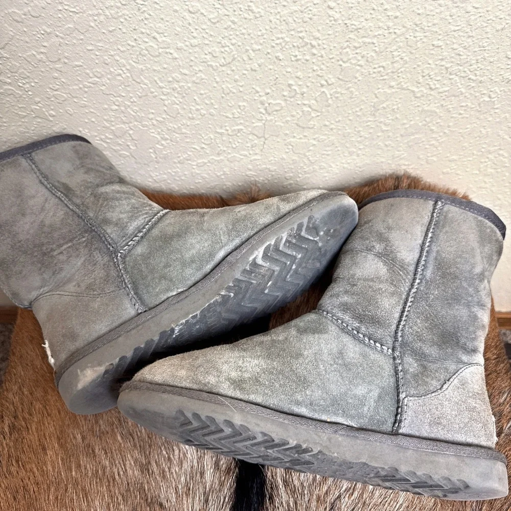 Ugg Australia Boots Winter Classic Short Gray Shearling Size‎ 6 F19008L Cozy